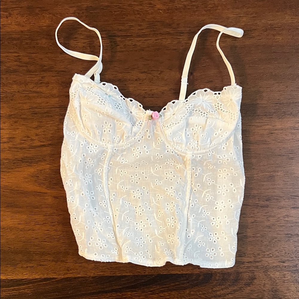 Edikted White Smocked Lace Top